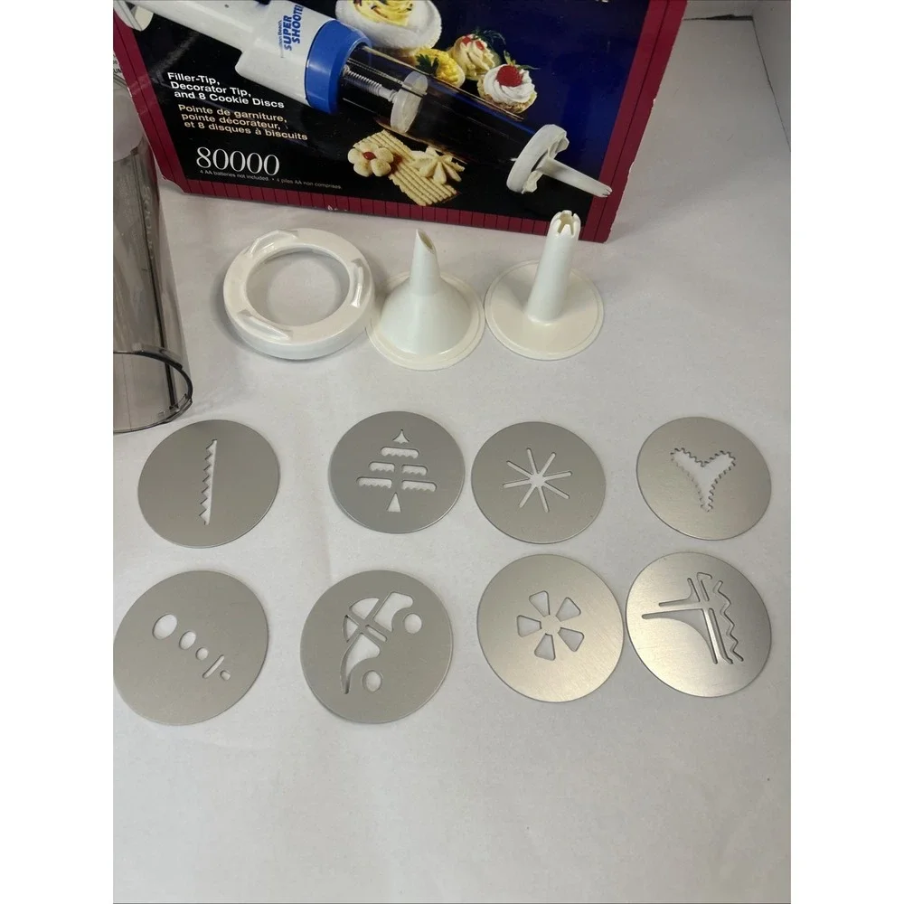 Hamilton Beach Super Shooter Cordless Cookie Press & Food Decorator 8 Disc Read‎